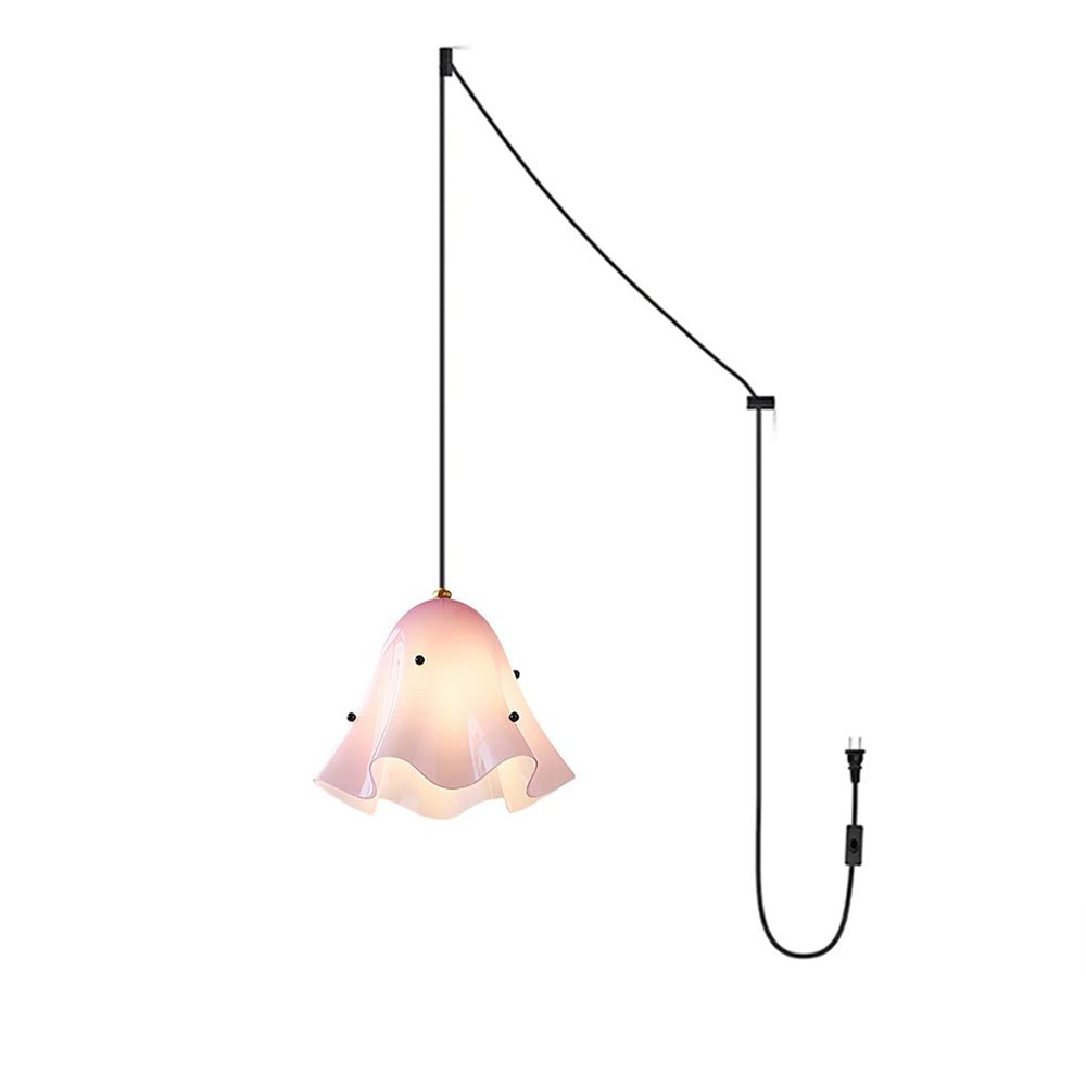 Undulating Glass Flower Plug-In Swag Pendant