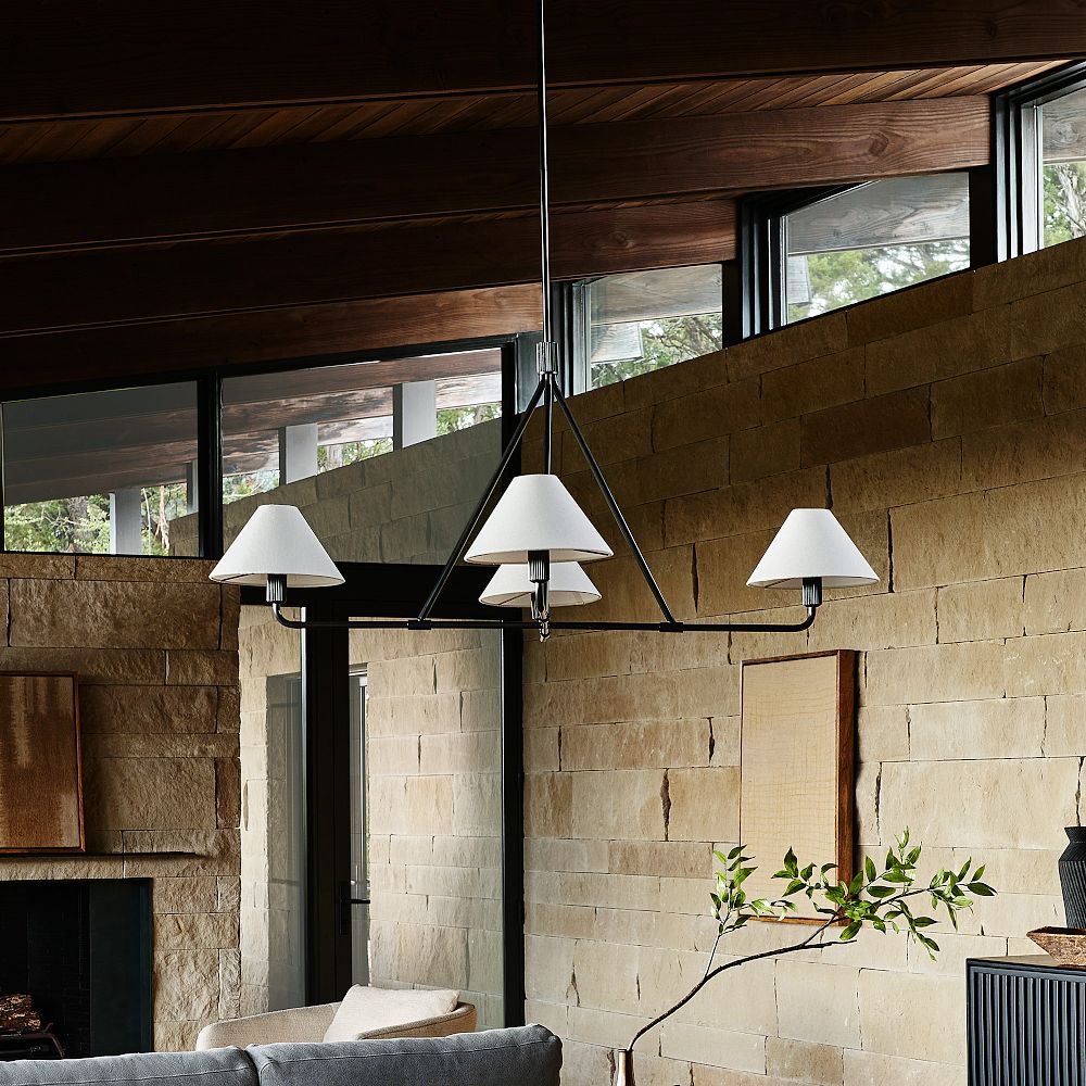 Diora Chandelier - Modern Metal Fixture with Linen Shades