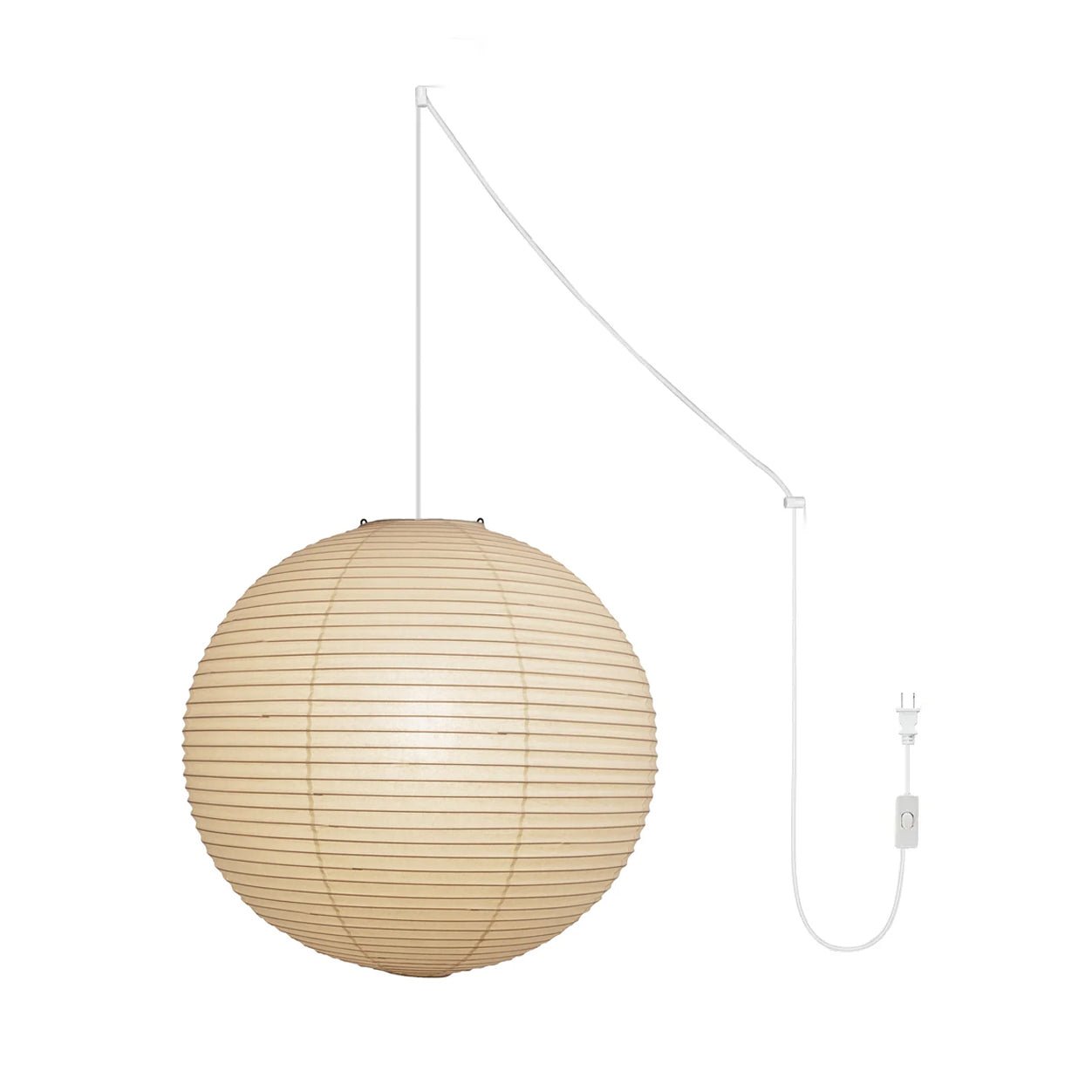 Mid-Century Round Swag Light - Handcraft Paper Lamp for Bedroom