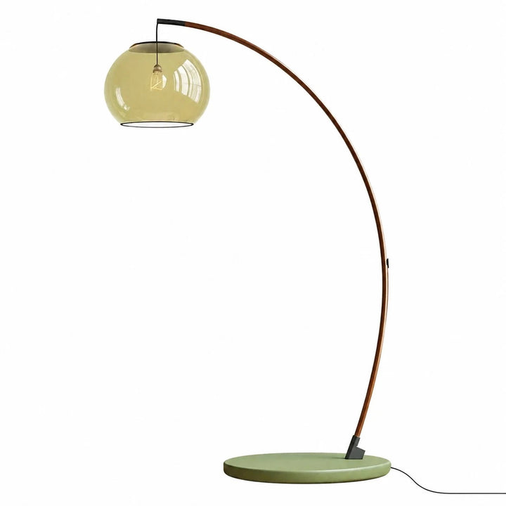 Full vintage green glass arc floor lamp