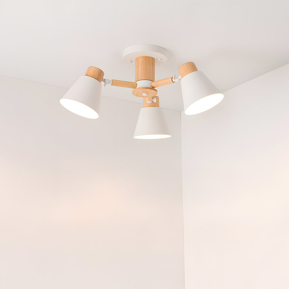 Wooden Ceiling Light - Flush Mount Living Room Lamp Natural