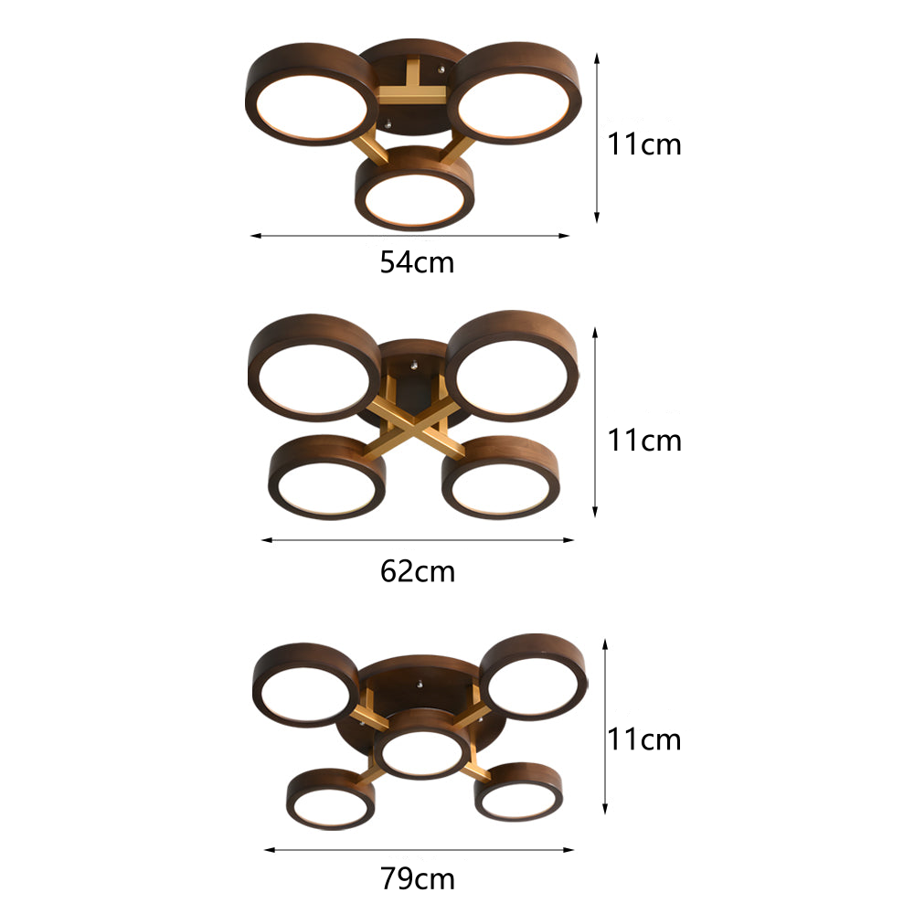 LED Ceiling Light – Modern Iron Wood Fixture for Bedroom Ambiance