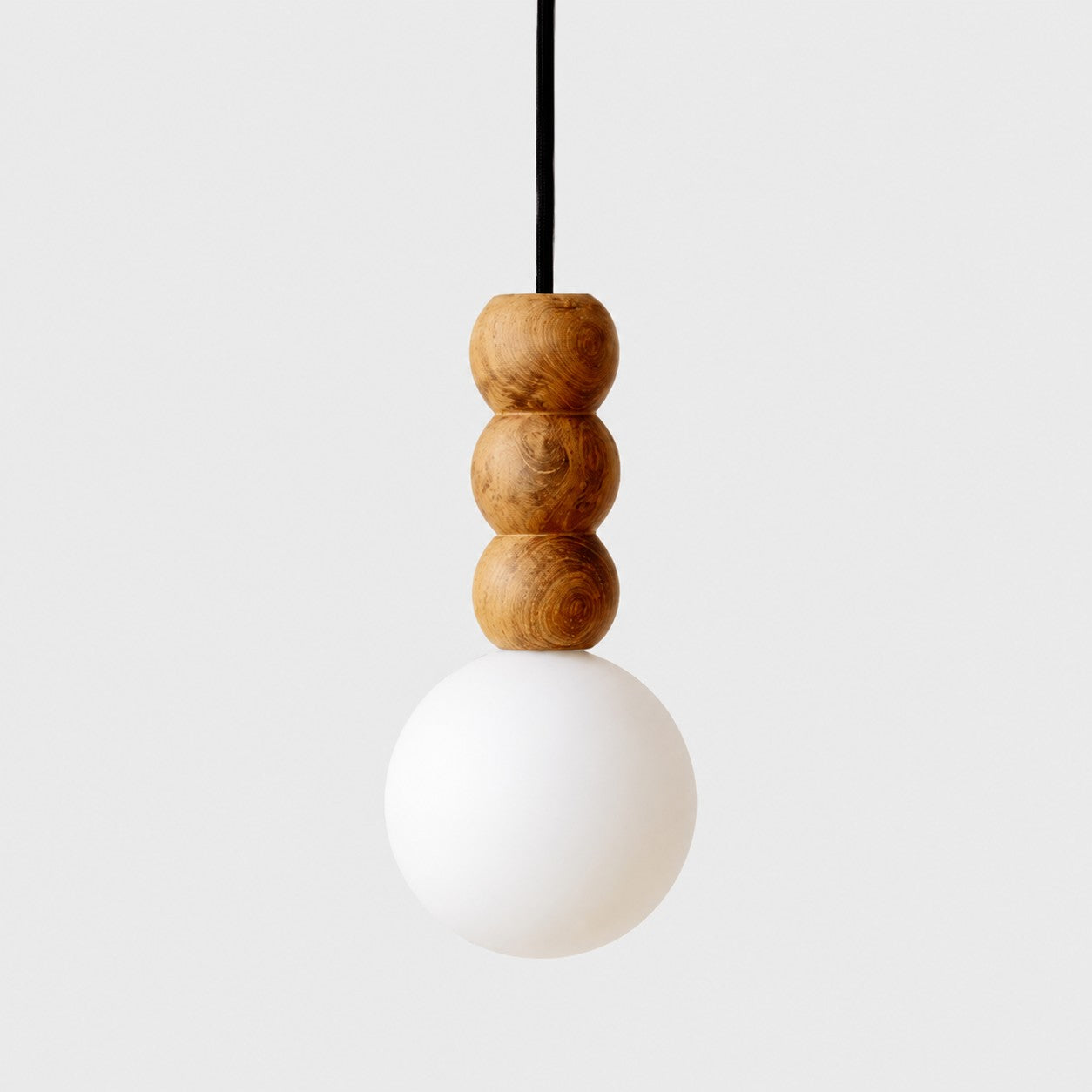Sculptural Wood Bead Globe Pendant Light