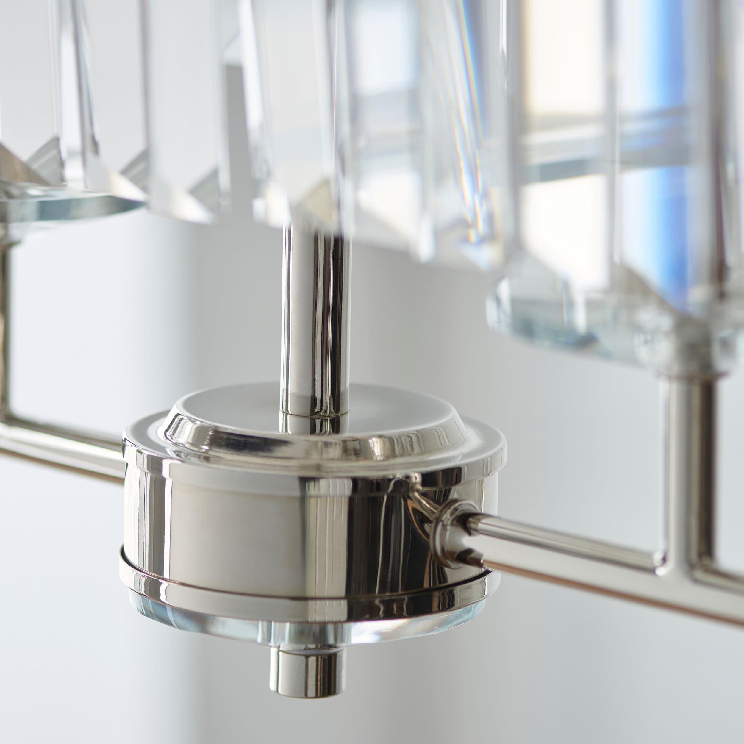Beveline 4-Light Linear Ceiling Pendant With Cut Faceted Glass - Sleek Metal Frame For Dining