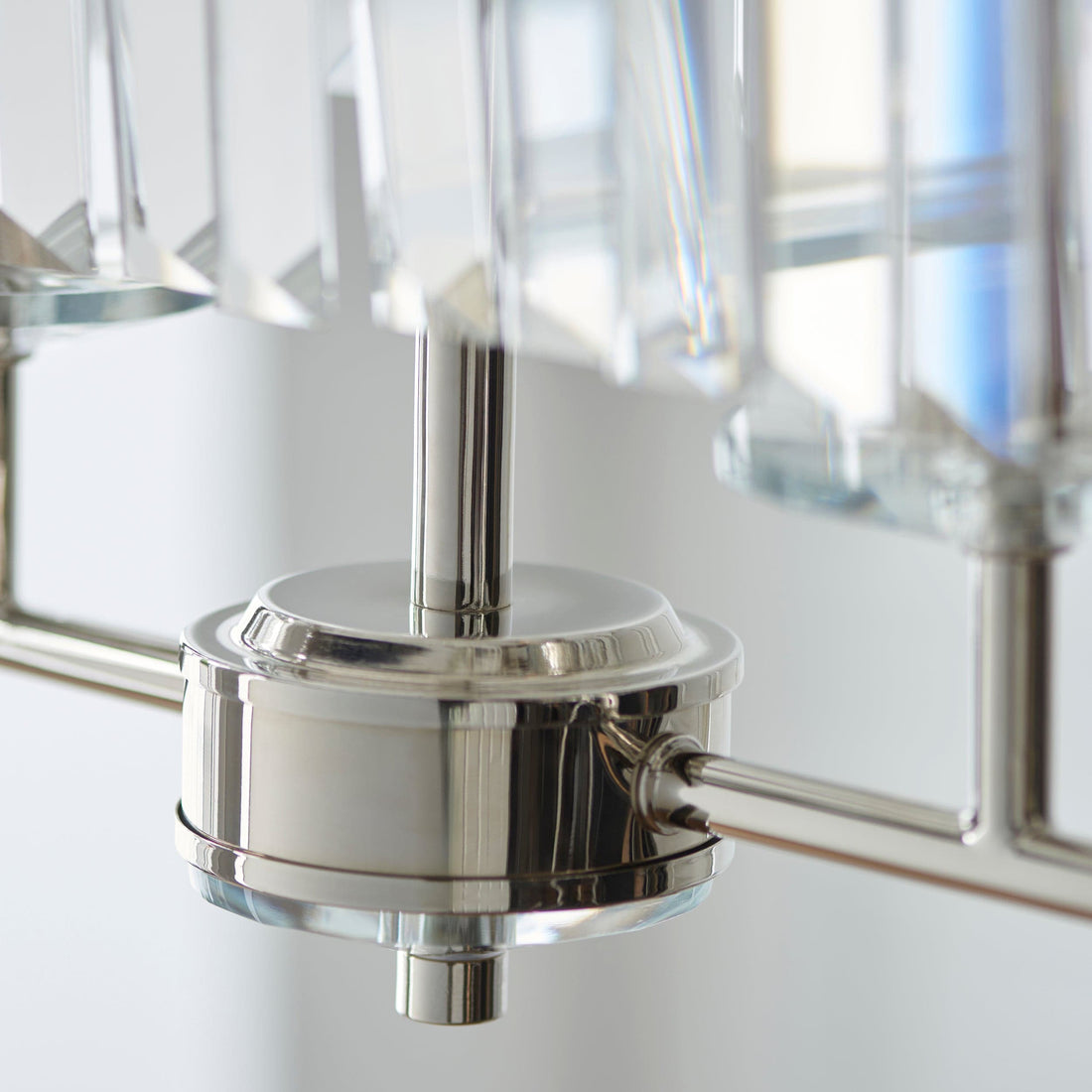 Beveline 4-Light Linear Ceiling Pendant With Cut Faceted Glass - Sleek Metal Frame For Dining