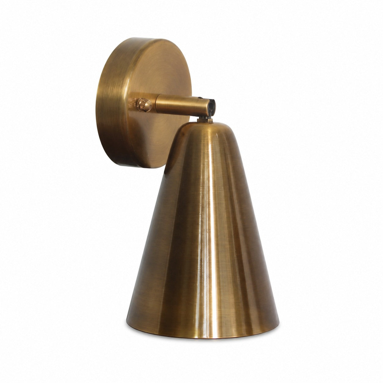 Vintage Brass Adjustable Wall Sconce with Cone and Bell Shade Options