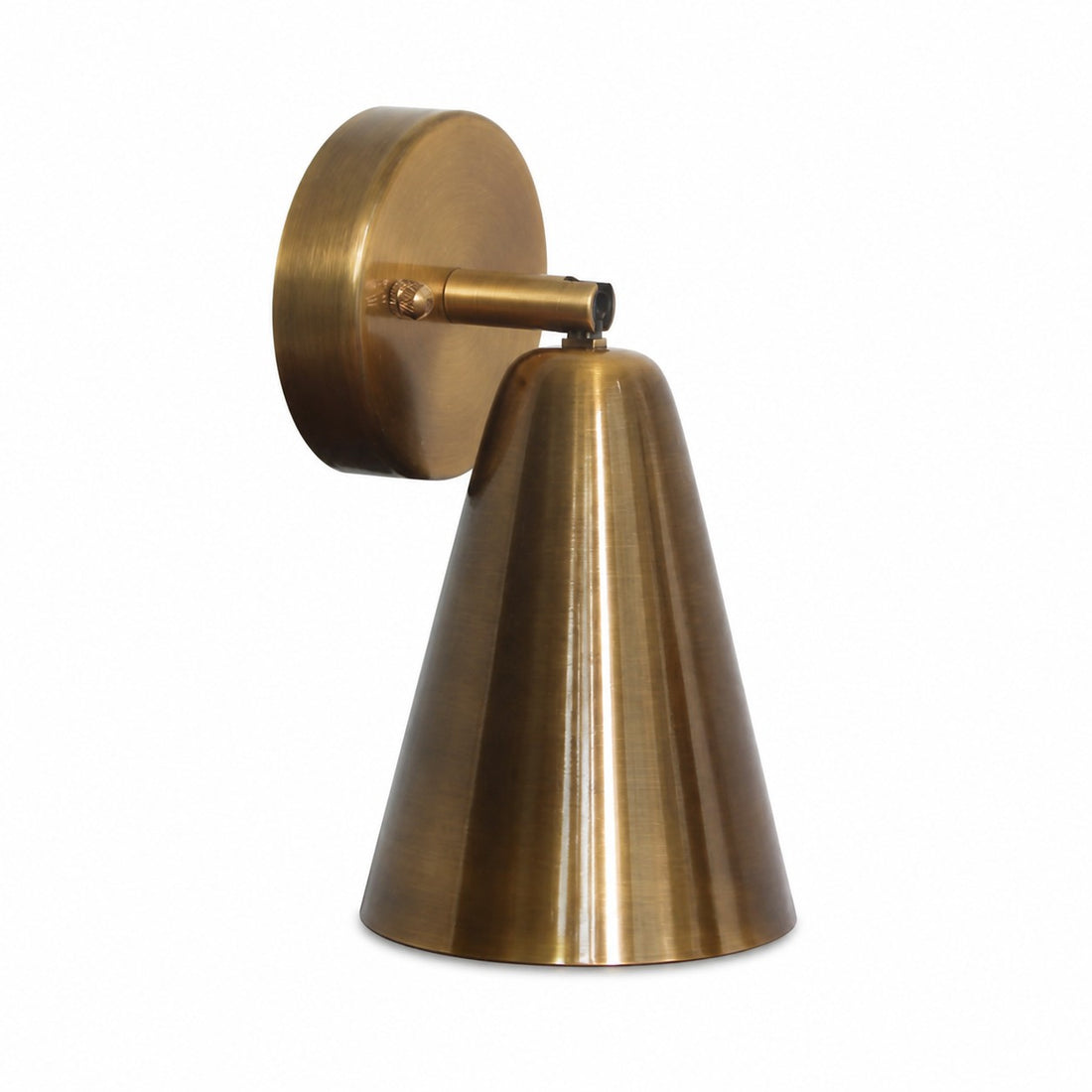 Vintage Brass Adjustable Wall Sconce with Cone and Bell Shade Options