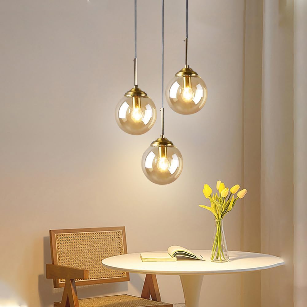 Glass Orb Pendant Light -  Industrial Ball Metal Lamp For Living Room