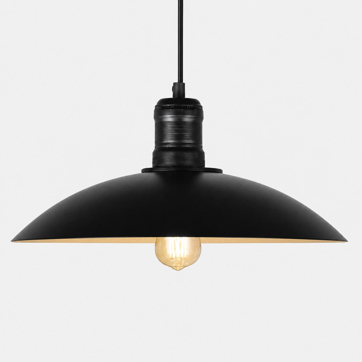 Matte Black Wide Dome Pendant Light