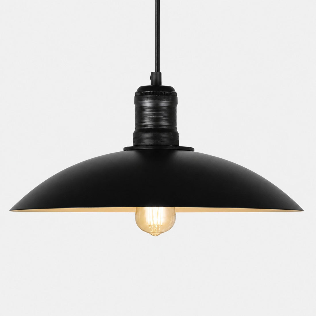 Matte Black Wide Dome Pendant Light