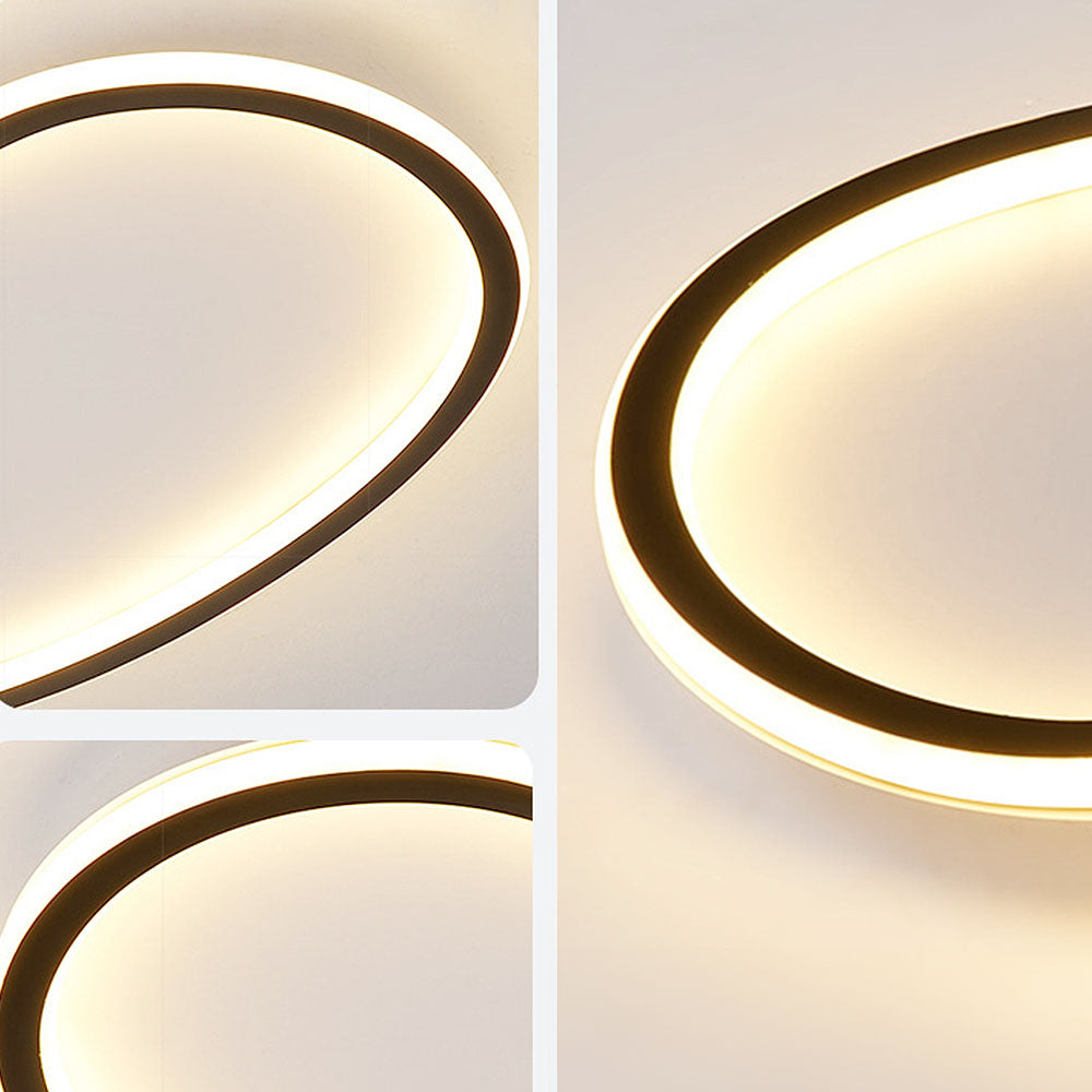 Nordic LED Ceiling Light - Black Oval Design Lamp for Modern Bedroom