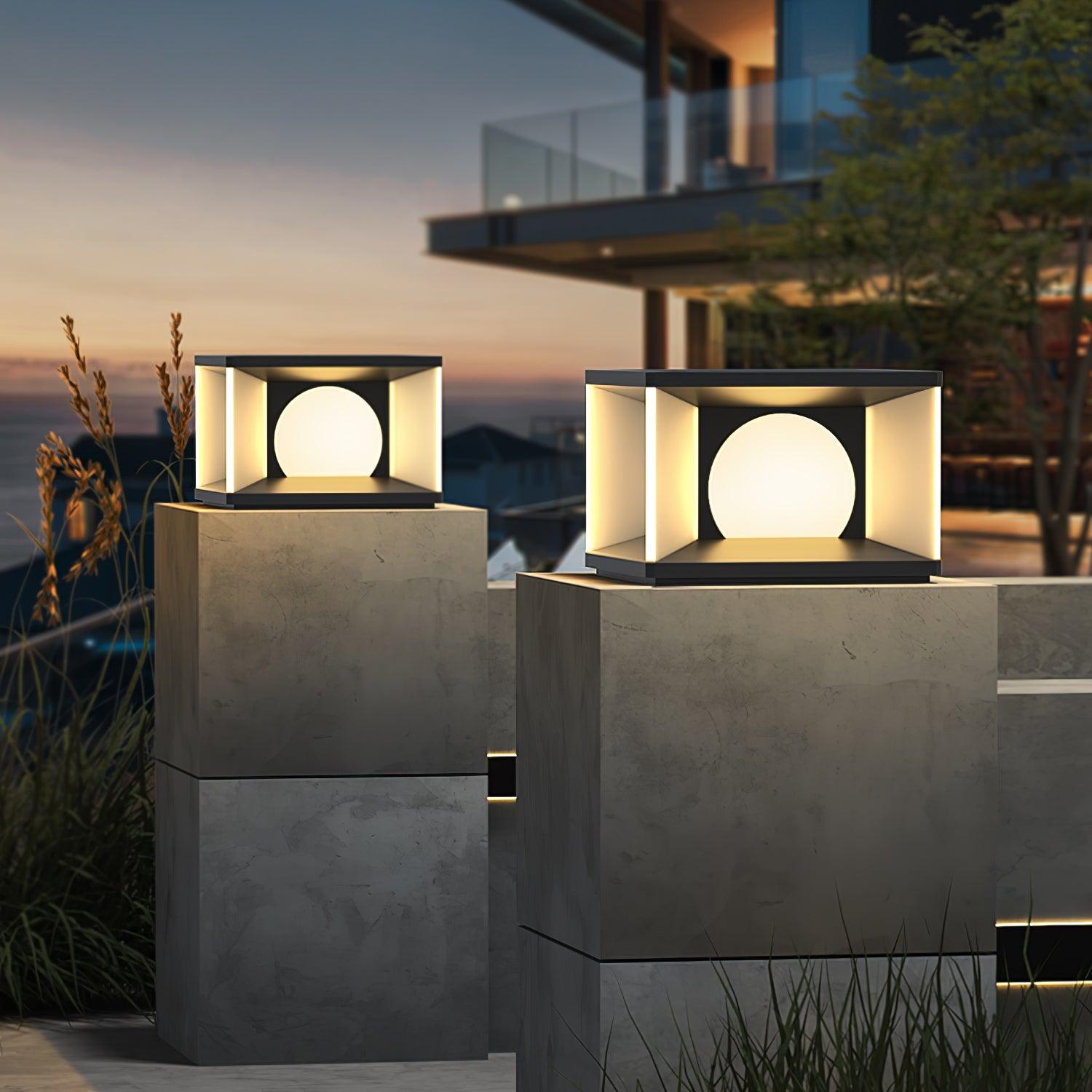 Eclipse Cube Outdoor Post Light - Weatherproof Garden & Pathway Lighting