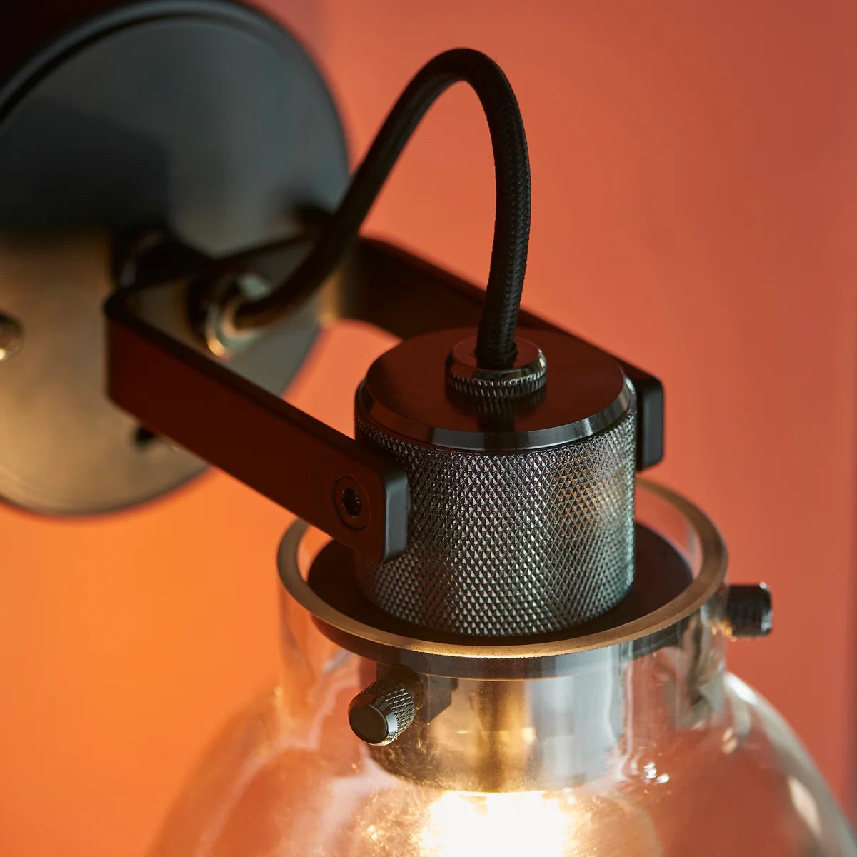 Readium Modern Glass-Shaded Wall Lamp – Adjustable Head for Bedrooms and Hallways