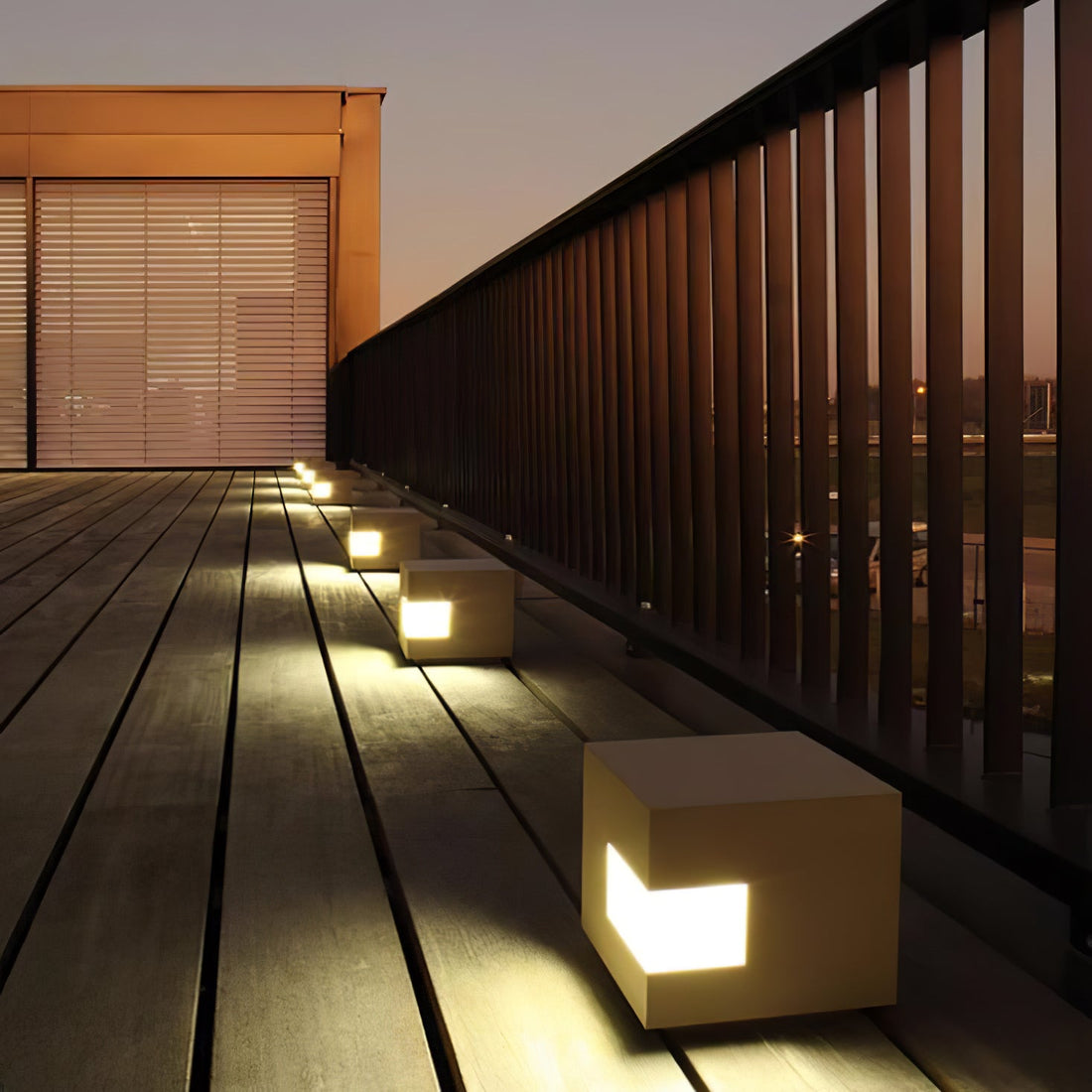 Cube Post Outdoor Light - Cube Outdoor Lamp Great for Courtyards
