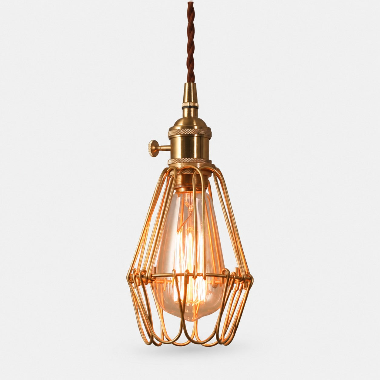 Vintage Brass Cage Pendant Light
