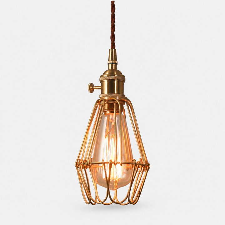 Vintage Brass Cage Pendant Light