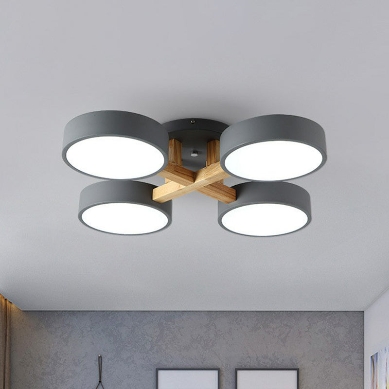 LED Ceiling Light – Modern Iron Wood Fixture for Bedroom Ambiance
