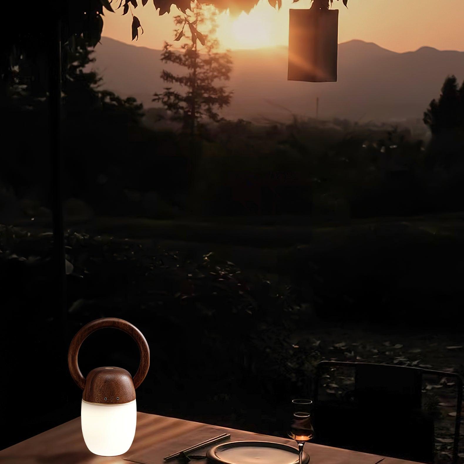 Zen Buddha Tischlampe – Wiederaufladbare LED-Lampe aus Holz für Zuhause und Büro