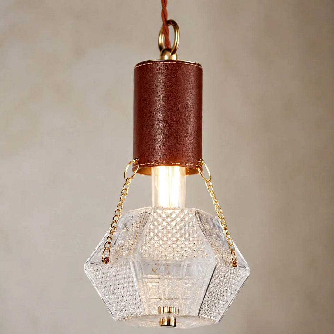 Prismatic French Leather Pendant Light 4