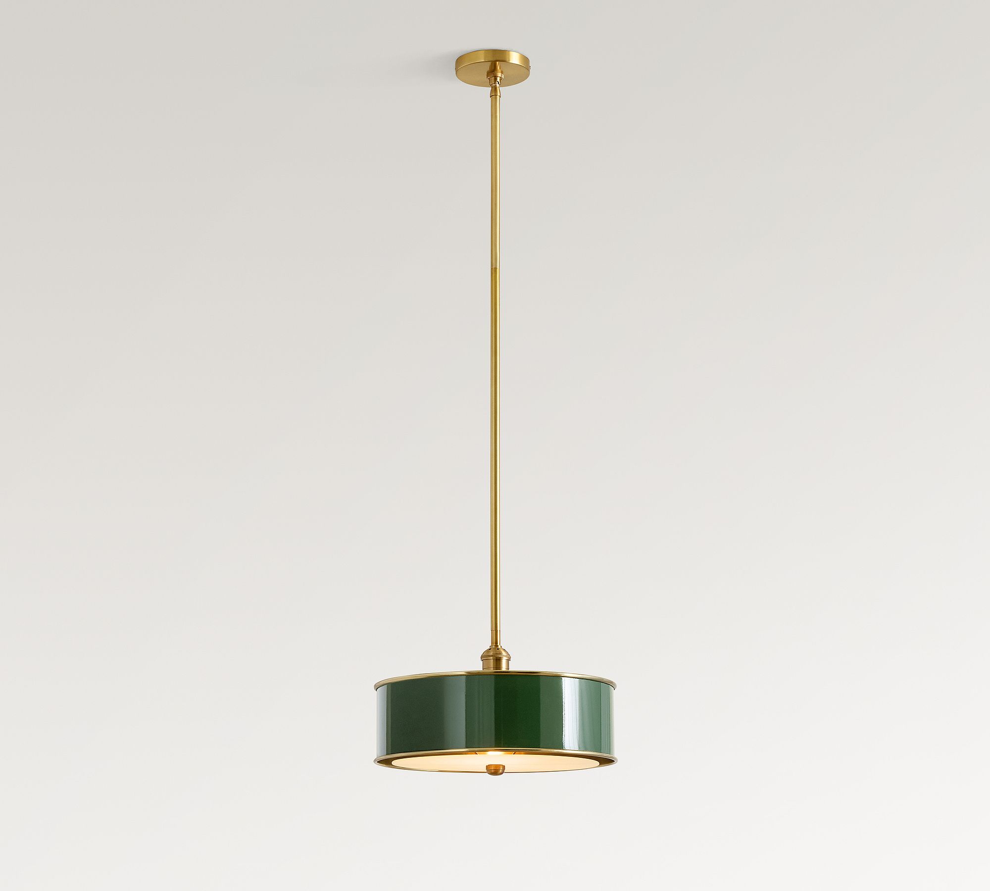 Forvara Rustic Metal Pendant Light - Brass Drum Lamp for Kitchen Island