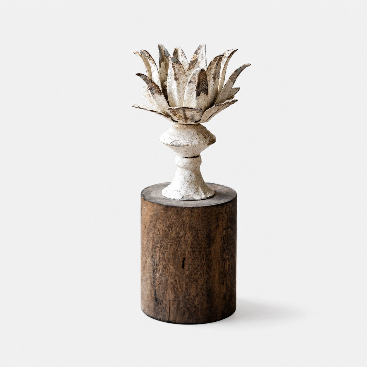 Tall lotus bloom column candle holder