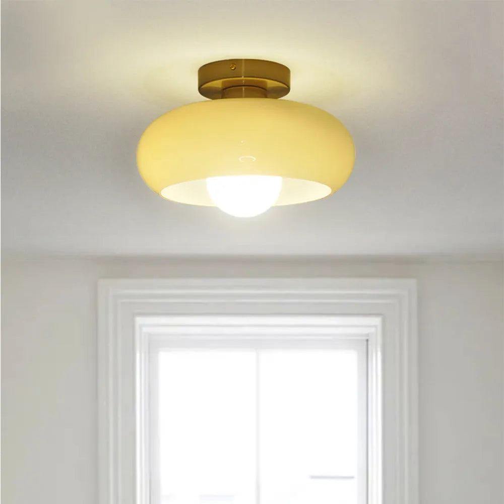 Retro Glass Ceiling Light - Round Fixture for Living Room