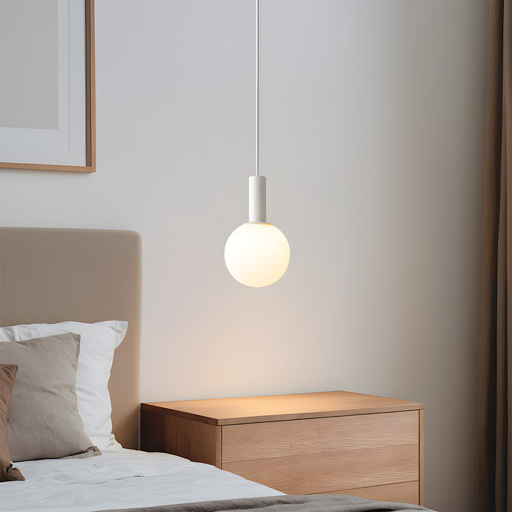 Opalescent Glass Pendant Light - Spherical Bedroom Lighting Modern