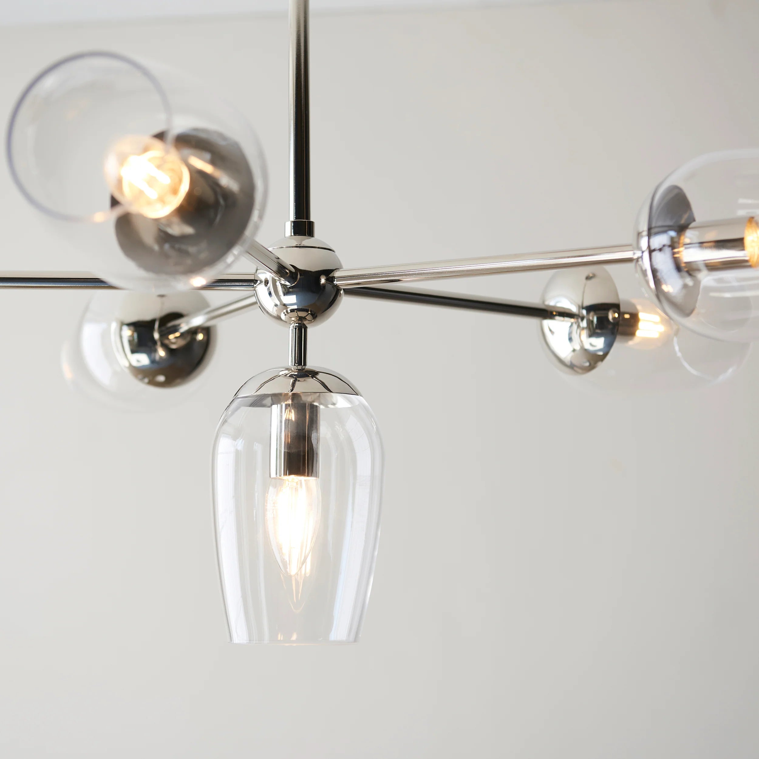 Serion Glass 6-Light Pendant Light - Modern Pendant with Clear Glass Shades for Living Room