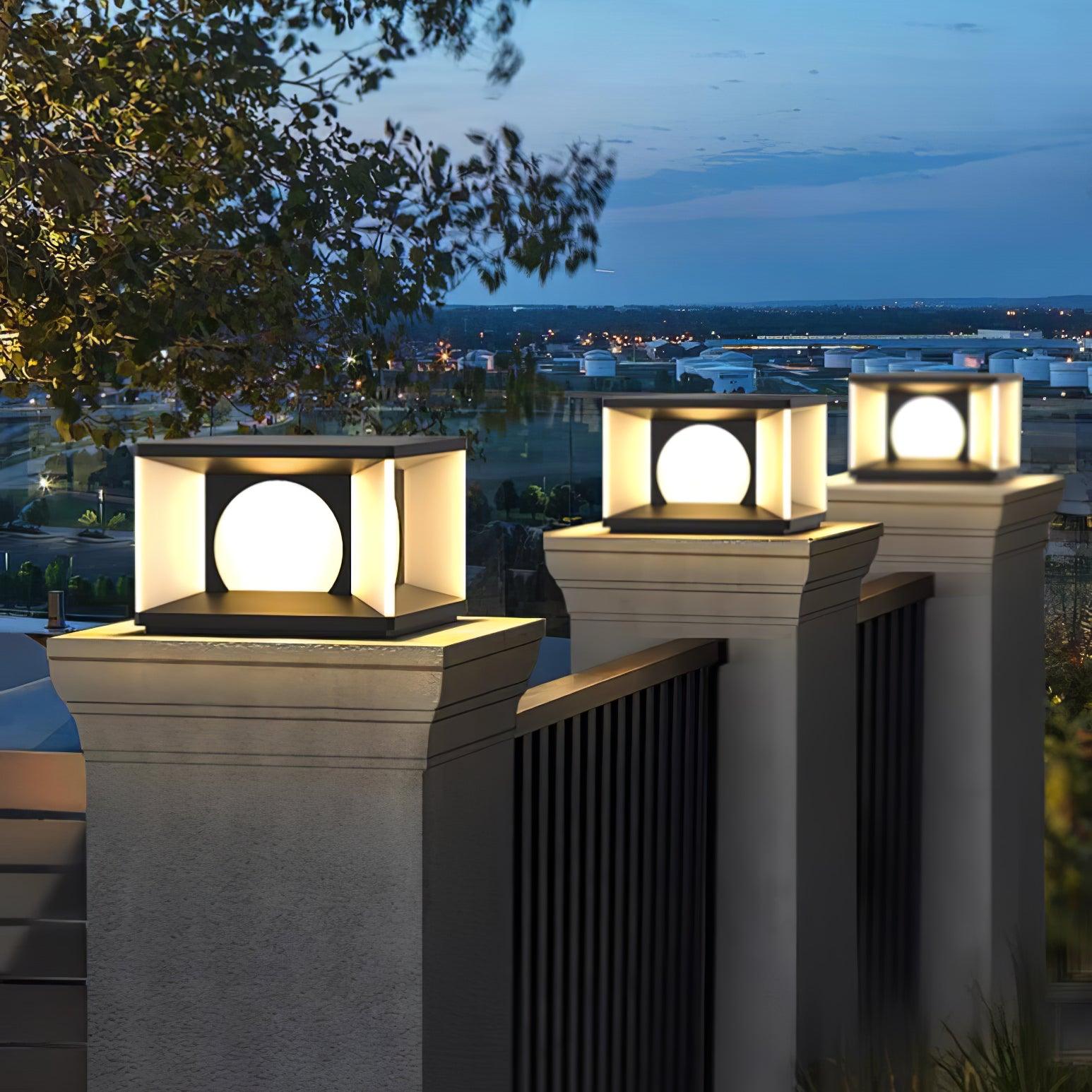 Eclipse Cube Outdoor Post Light - Weatherproof Garden & Pathway Lighting