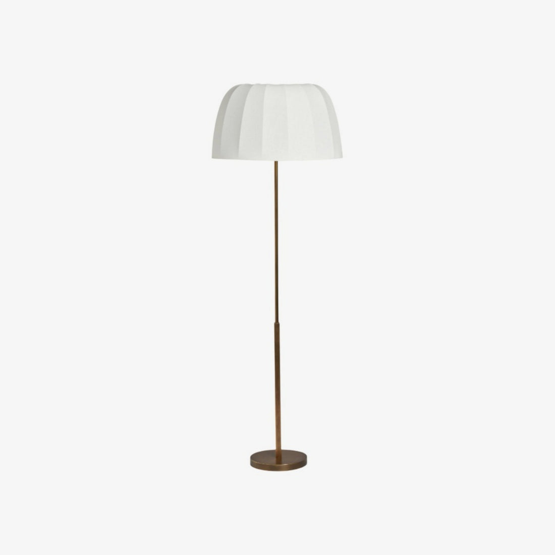 Vellaro Brass Floor Lamp with Fabric Shade – Modern Standing Light for Living Room or Bedroom