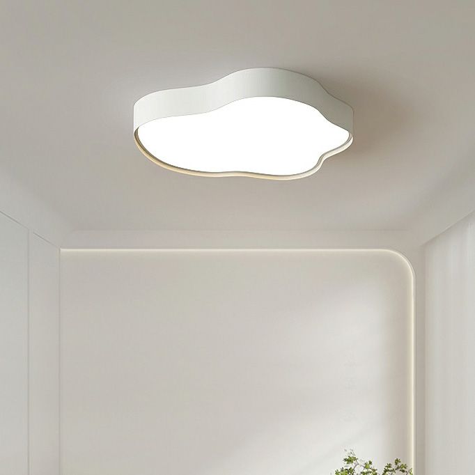 Cream LED Flush Mount Light - Cloud Metal Ceiling Fixture For Hallway