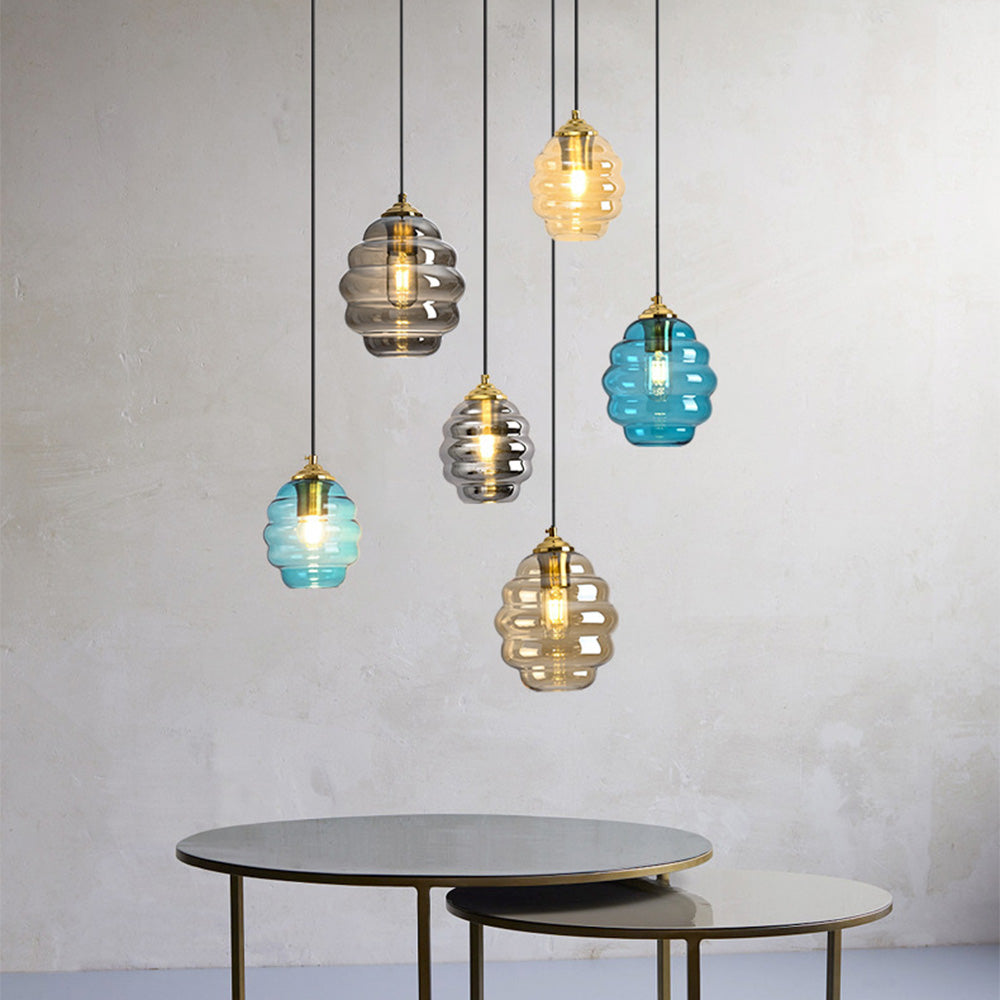 Glass Modern Pendant Lighting - Multi-layer Ring Fixture for Kitchen