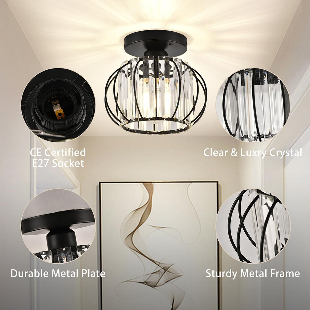 Luxury Crystal Ceiling Light - Striped Metal Ceiling Lamp for Aisle