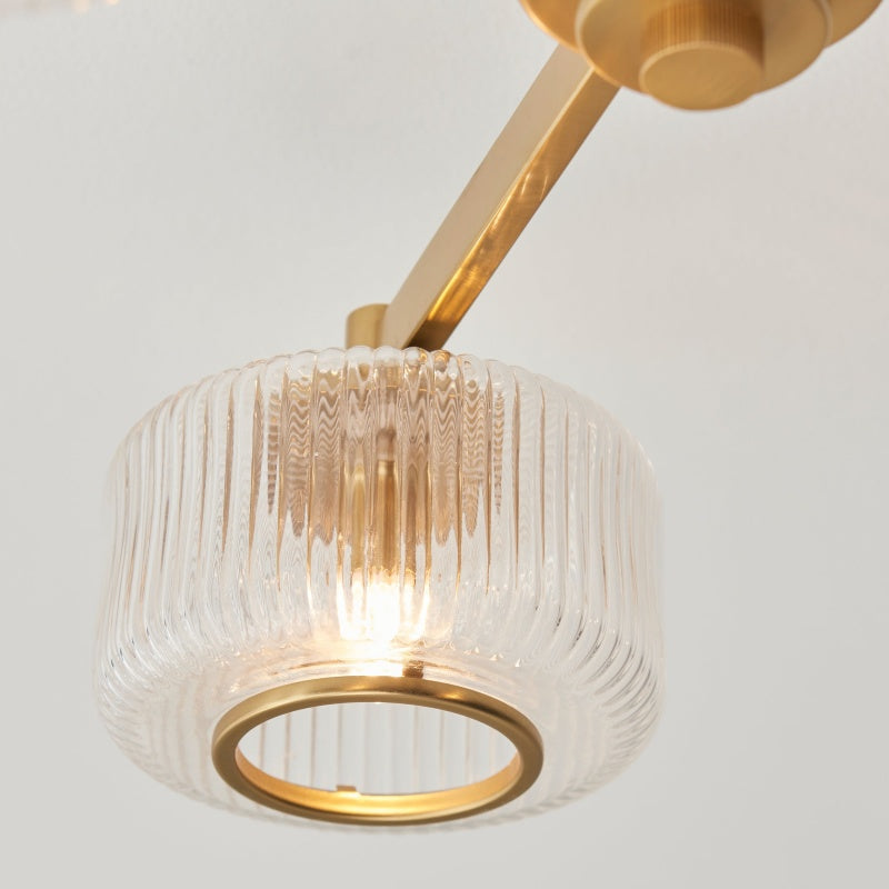 Canovus Ceiling Fixture with Ribbed Glass - Industrial Metal Living Room Light