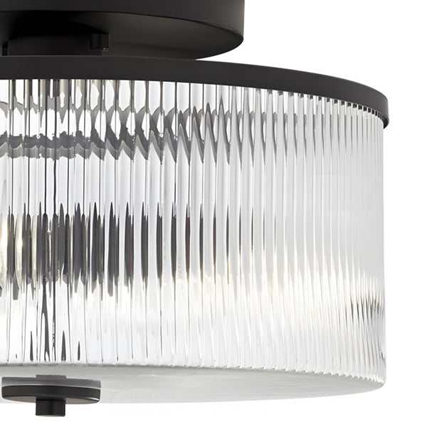 Rilona Striped Glass Drum Ceiling Fixture — Classic Semi-Flush Light for Bedroom or Office U13