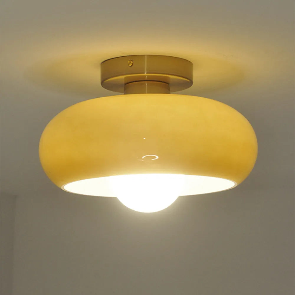 Retro Glass Ceiling Light - Round Fixture for Living Room