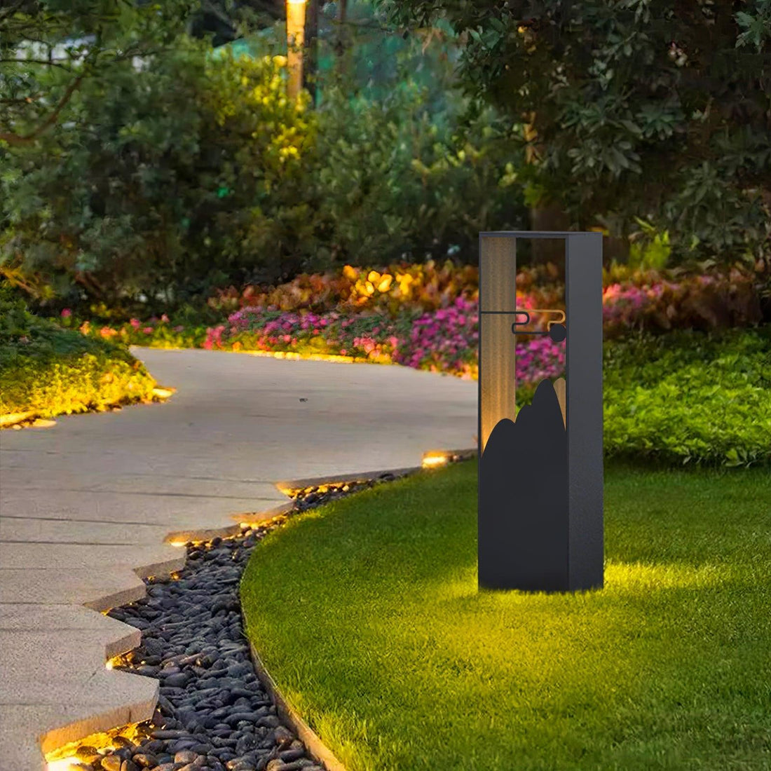 Modern Solar Outdoor Light - Square Lamp Stainless Steel for Garden