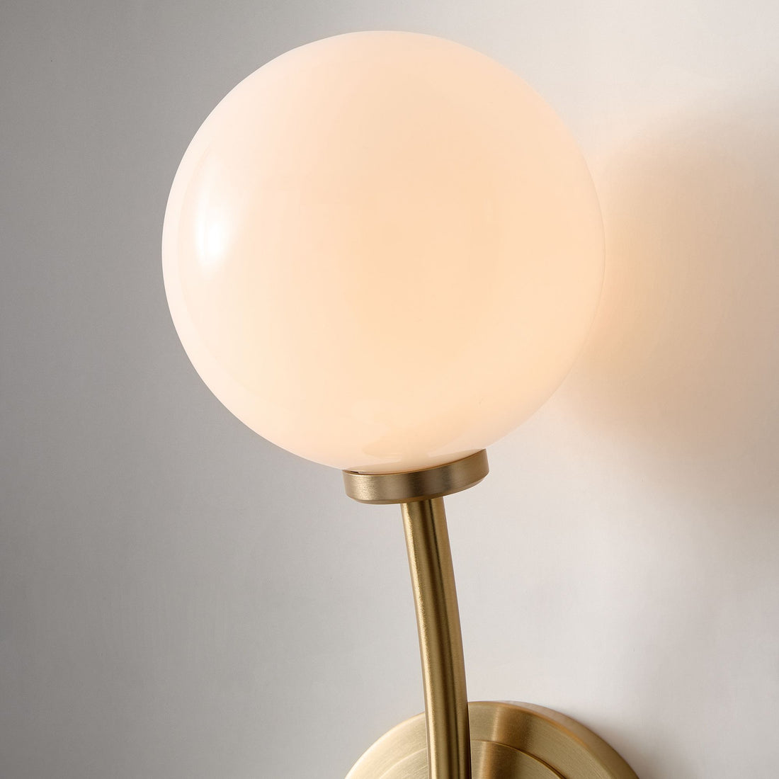 Arden Glass 2 Light Iron Wall Sconce - Modern Curved Design for Bathroom or Hallway