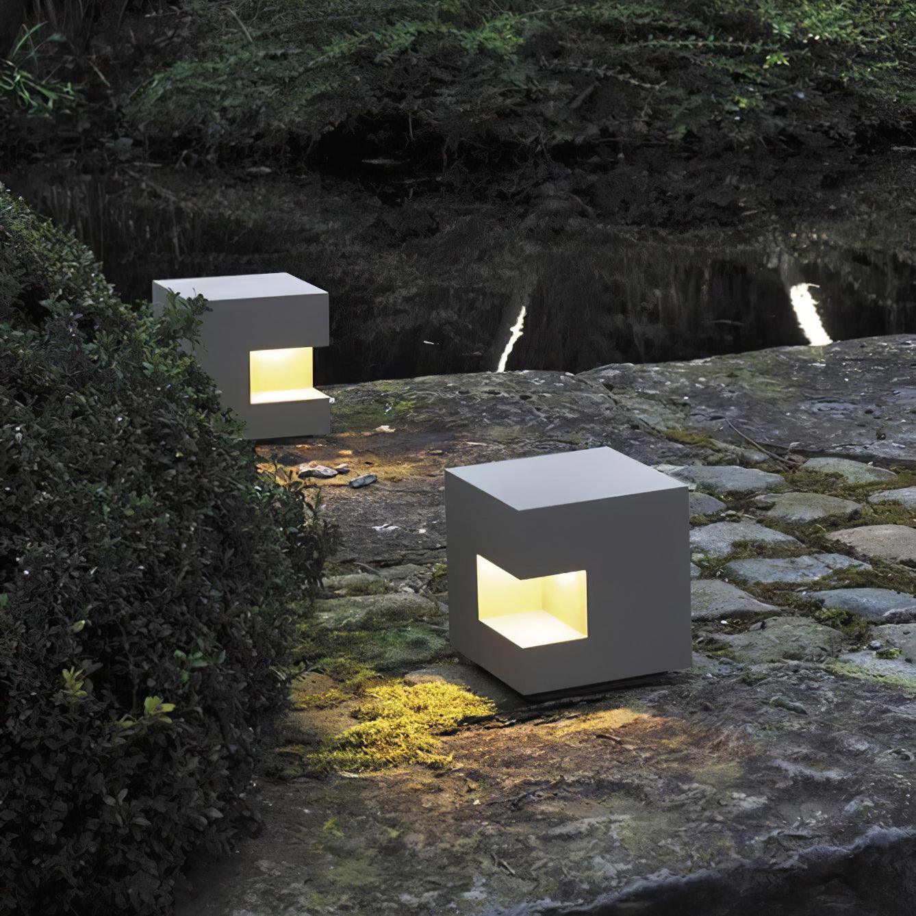 Cube Post Outdoor Light - Cube Outdoor Lamp Great for Courtyards