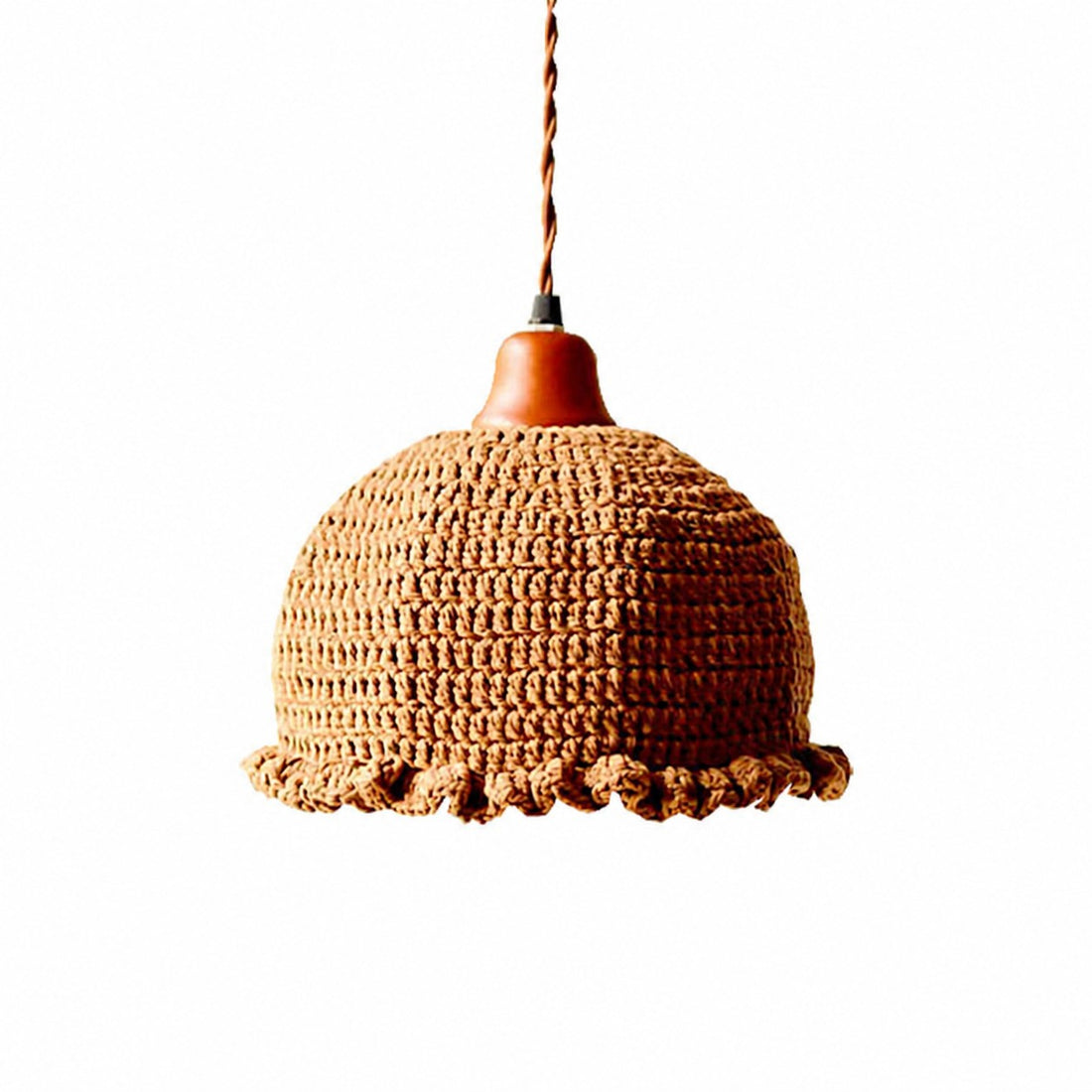 Retro woven pendant light with natural brown shade