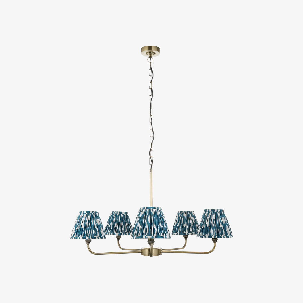 Zevatik Classic Ikat Patterned Fabric Chandelier - Metal Bracket Chandelier