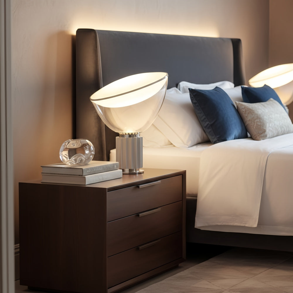 Bowlum Modern Glass Table Lamp - Iconic Bowl Shaped Ambient Light for Living Room N46