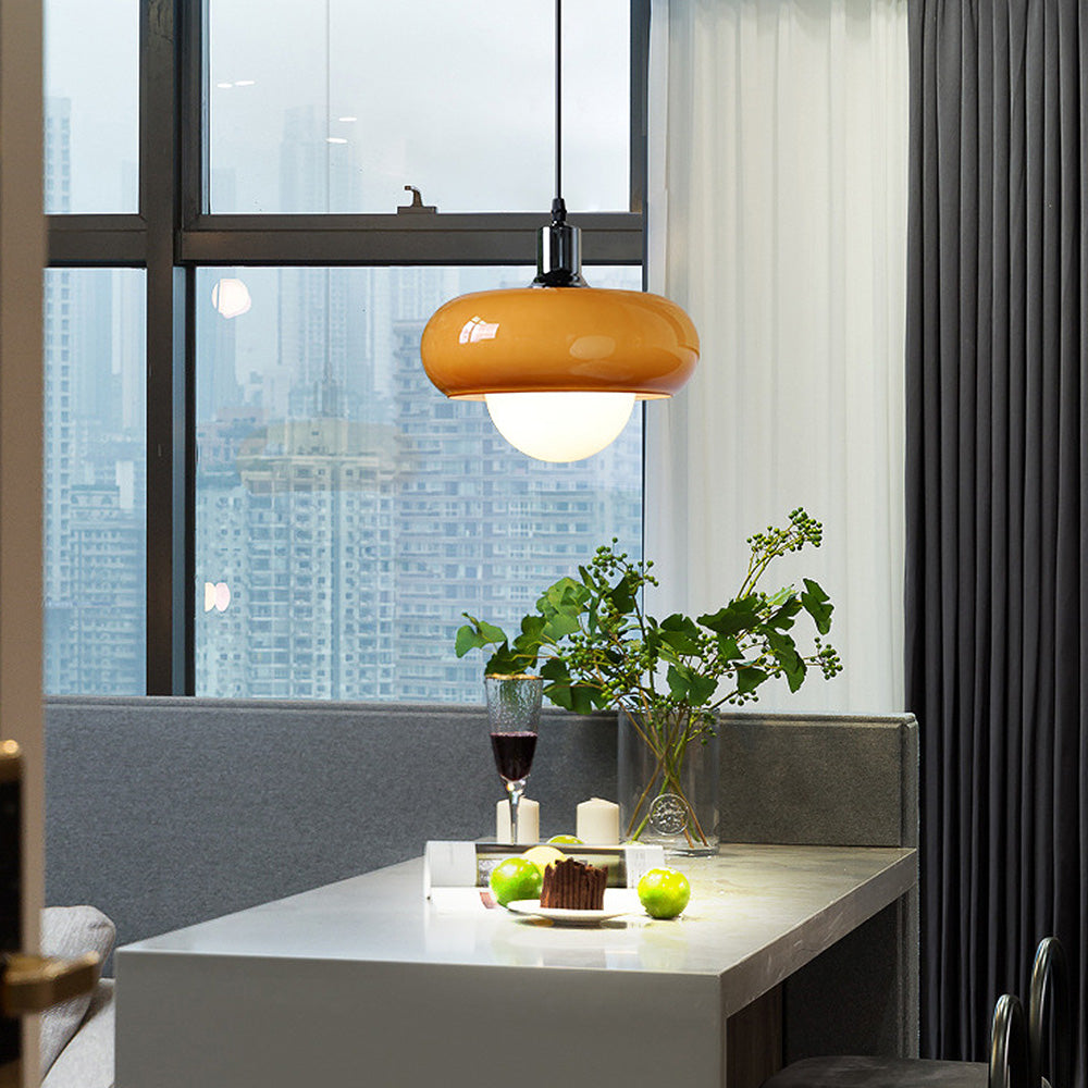 Bauhaus Glass Pendant Light - Coffee Dome Lamp for Dining Room