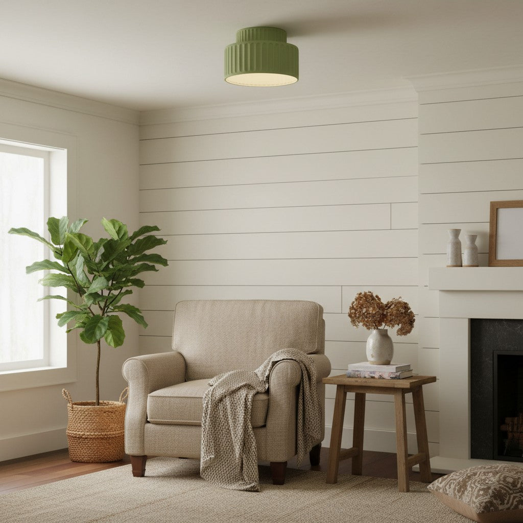 Tierna Bowl Flush Mount Ceiling Light - Soft Sculptural Nordic Form for Entryway
