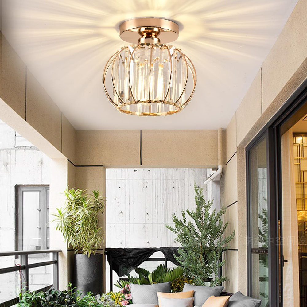 Luxury Crystal Ceiling Light - Striped Metal Ceiling Lamp for Aisle