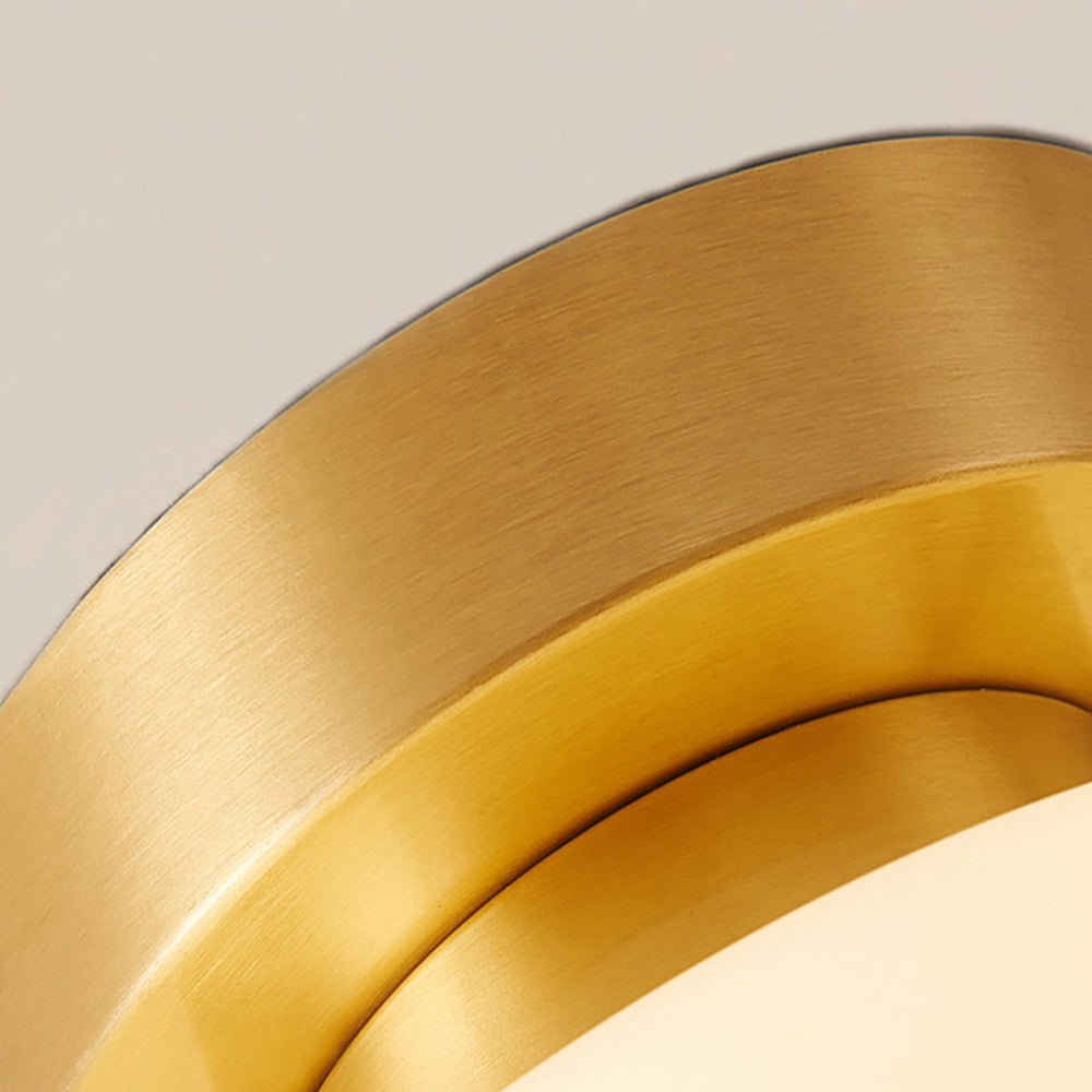 Brass Ceiling Light - White Glass Semi-Flush Modern Design for Hallway