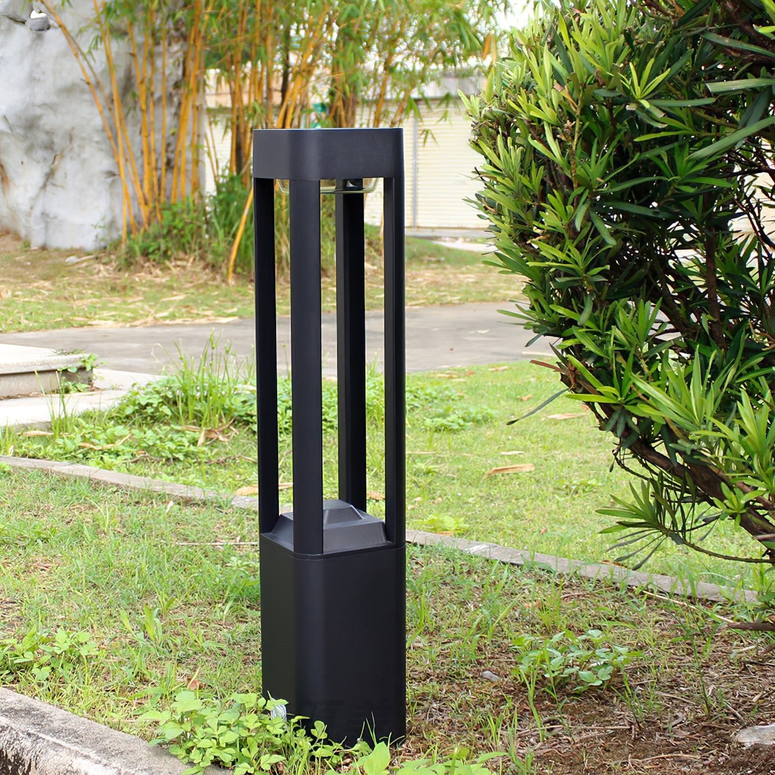 Rectangular Garden Bollard Light - Modern LED Lamp for Pathway