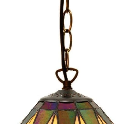 TF Dark Star Tiffany Pendant – Stained Glass Geometric Design Ceiling Light for Living Rooms