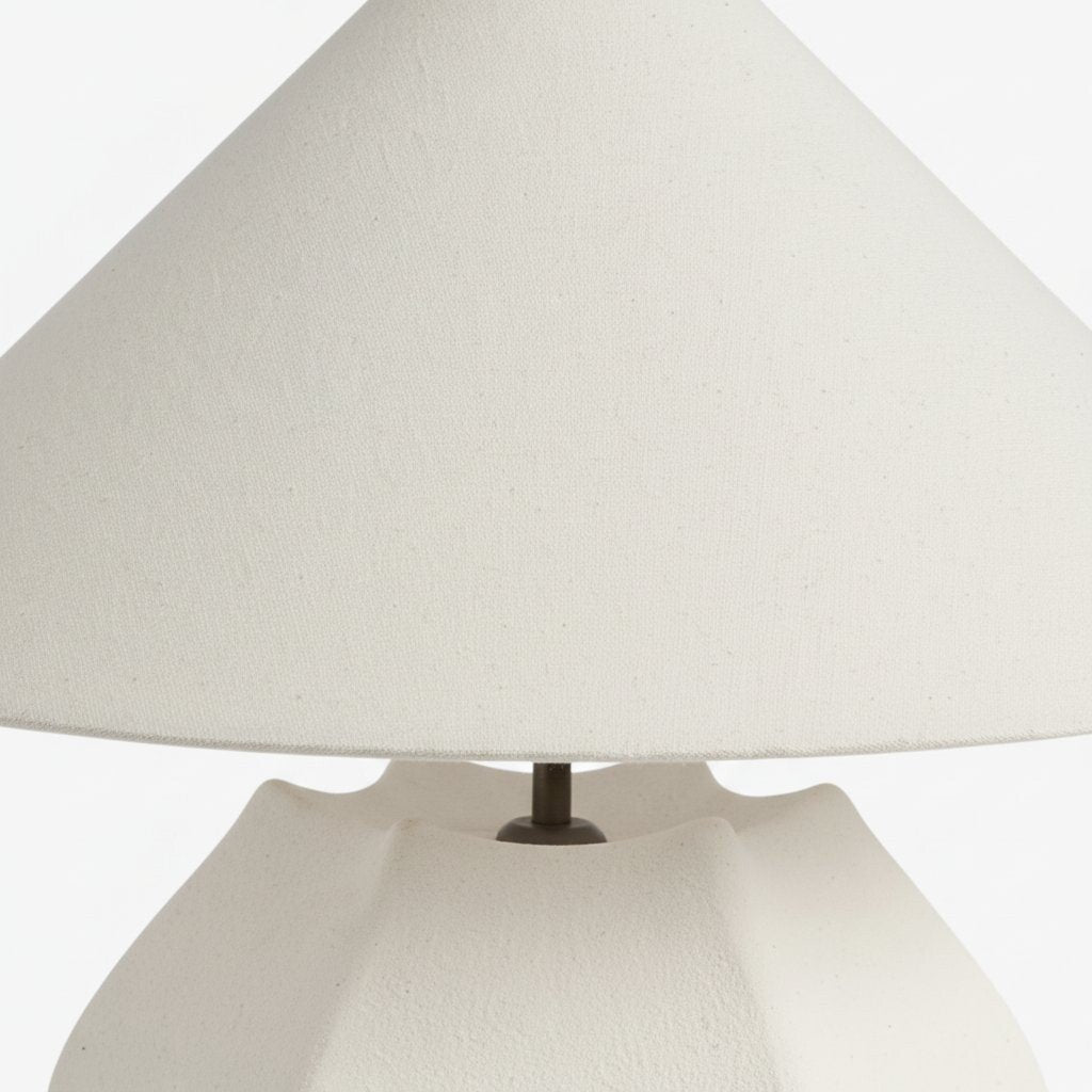 Cordove Table Lamp - Sculptural Ceramic Base and Linen Shade Suitable for Living room, Bedroom or Side Table