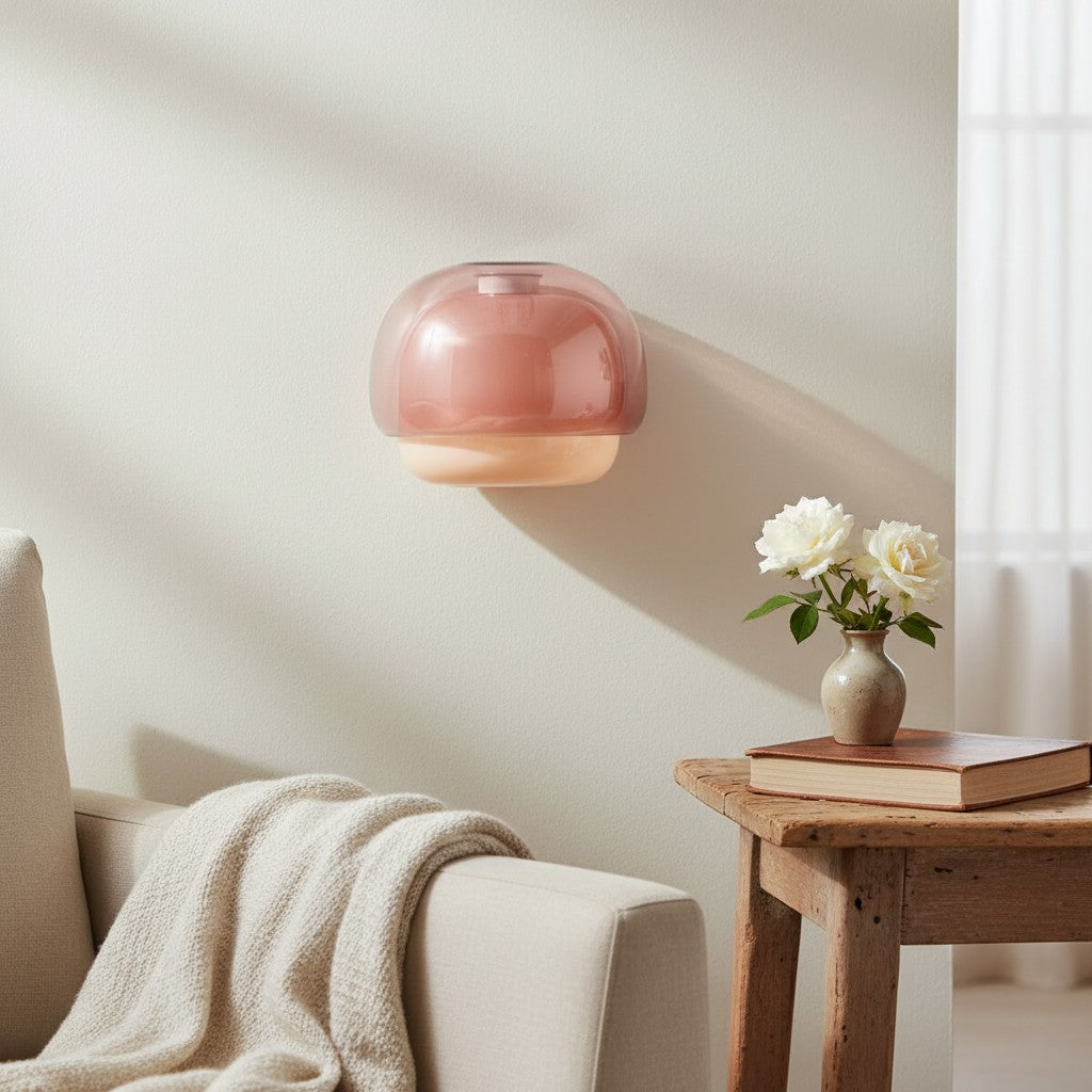 Clinco Farbige moderne Vintage-Glas-Wandlampe – Sanftes Pilz-Glühen